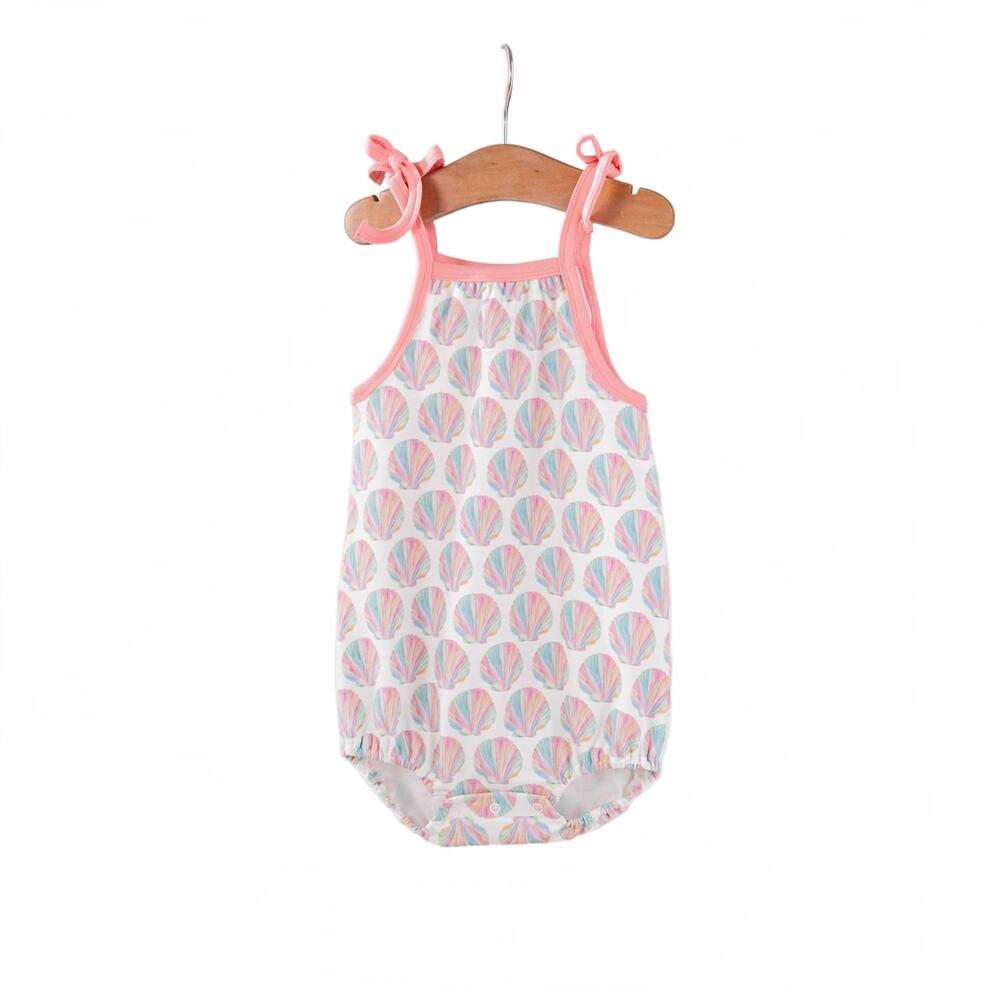 NEW NOLA TAWK kids' organic cotton shoulder-tie onesie in shell yeah